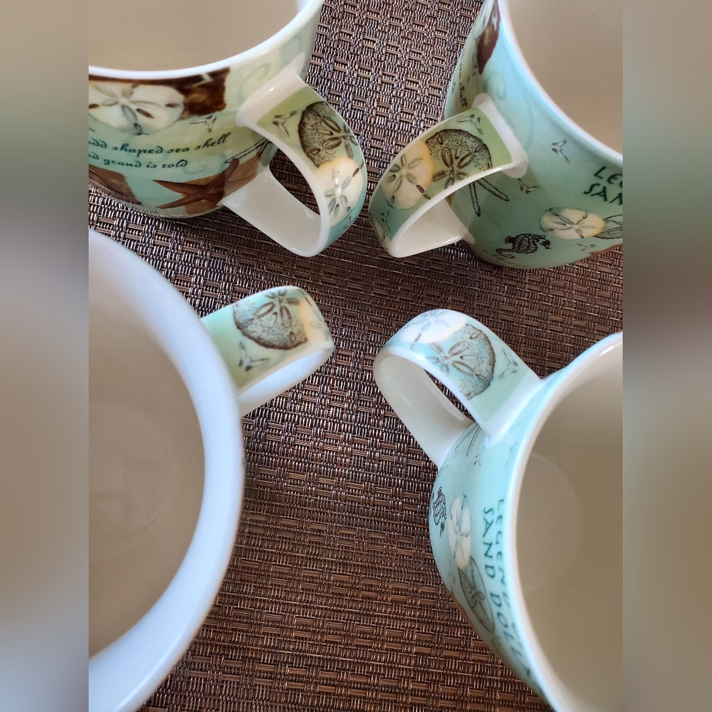 Cape Shore Set of 4 Harbor Mugs, sea life motif, Sanibel Island, 15oz coffee cup - Picture 6 of 12